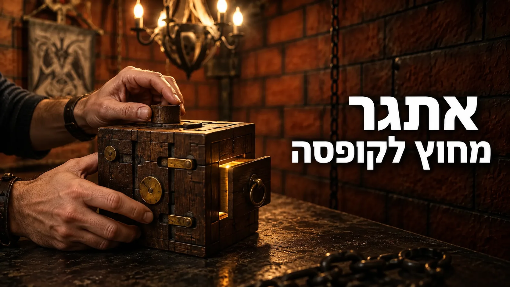 אתגר מחוץ לקופסה — ידיים מפצחות מנגנון חידה מעץ