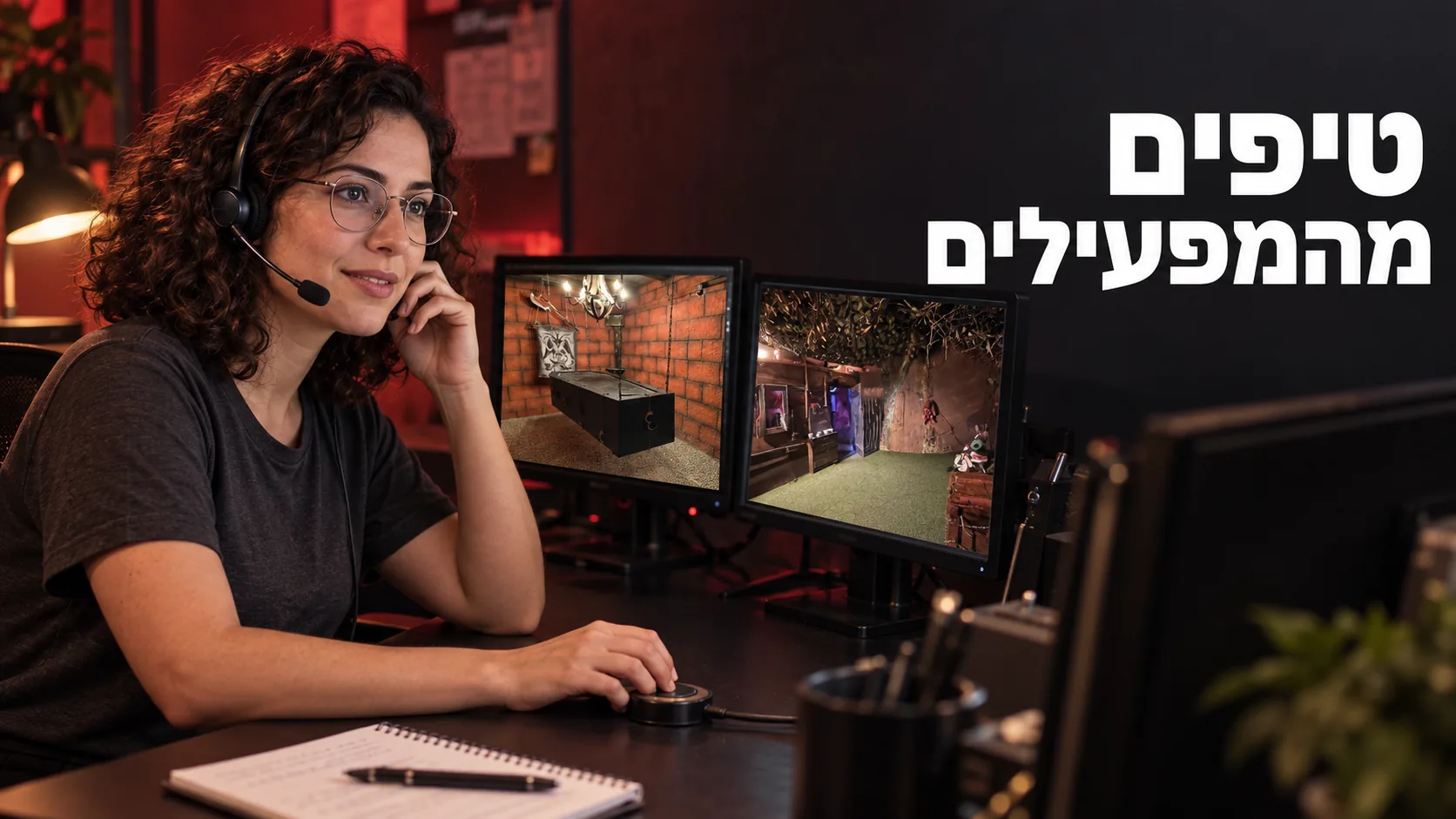 טיפים מהמפעילים — מפעילה בדיונית מול מסכי חדרי הבריחה